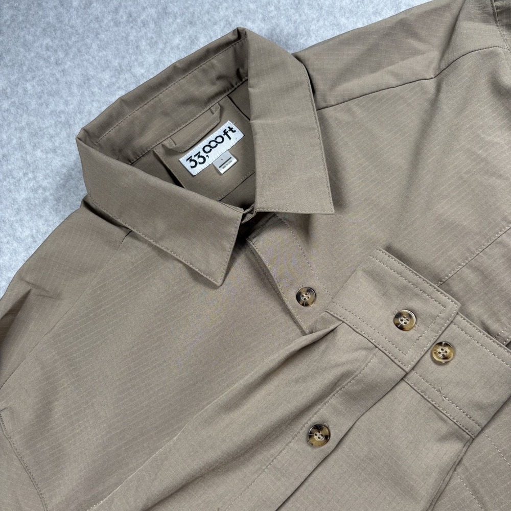 33,000ft Mens Large Blue Stretch Ripstop Hiking Shirt Button Up 23SF0055